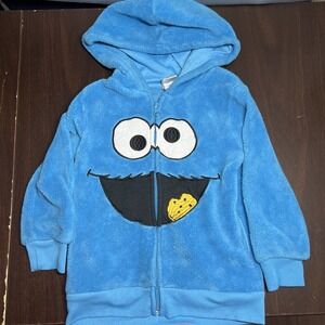 Sesame Street‎ Unisex 4T Cookie Monster Fleece Zip Hoodie Blue VGC